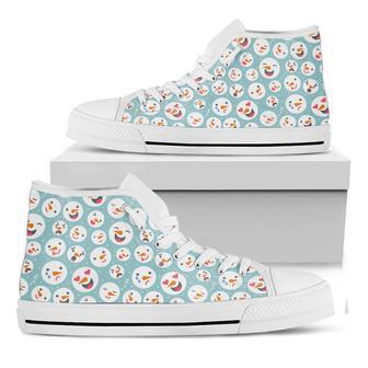 Snowman Emoji Pattern Print White High Top Shoes | Favorety UK