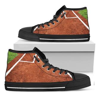 Softball Playing Field Print Black High Top Shoes - Monsterry