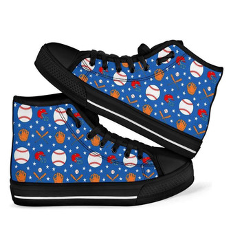 Softball Print Pattern Men Women's High Top Shoes - Monsterry