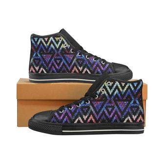 Space Colorful Tribal Galaxy Pattern Women's High Top Shoes Black - Monsterry UK