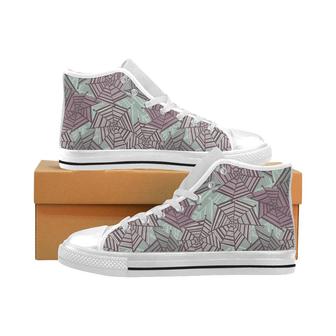 Spider web cobweb design color pattern Men's High Top Shoes White - Monsterry CA