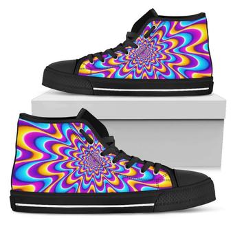 Splashing Colors Moving Optical Illusion Men's High Top Shoes - Monsterry AU