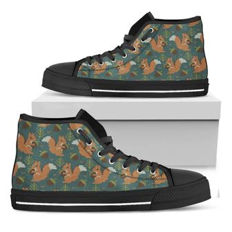 Squirrel Knitted Pattern Print Black High Top Shoes - Monsterry DE