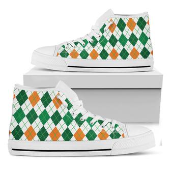 St Patrick'S Day Argyle White High Top Shoes - Monsterry