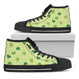 St. Patrick'S Day Buffalo Plaid Print Black High Top Shoes - Monsterry UK