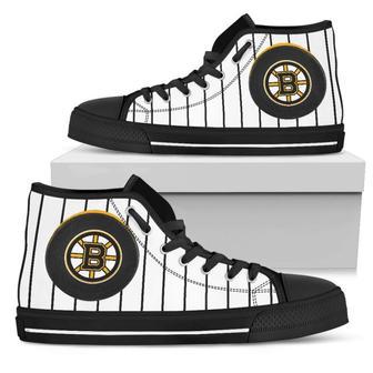 Straight Line With Deep Circle Boston Bruins High Top Shoes | Favorety