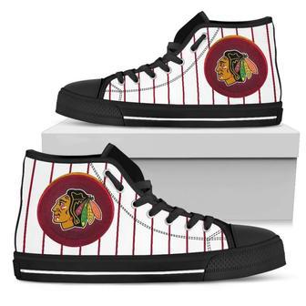 Straight Line With Deep Circle Chicago Blackhawks High Top Shoes | Favorety