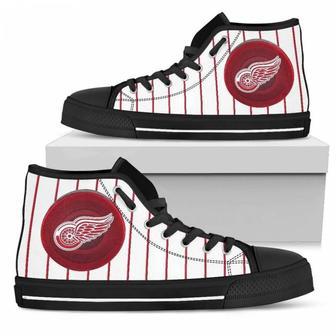 Straight Line With Deep Circle Detroit Red Wings High Top Shoes | Favorety CA