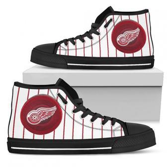 Straight Line With Deep Circle Detroit Red Wings High Top Shoes | Favorety