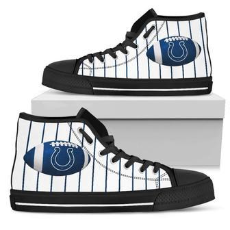 Straight Line With Deep Circle Indianapolis Colts High Top Shoes | Favorety