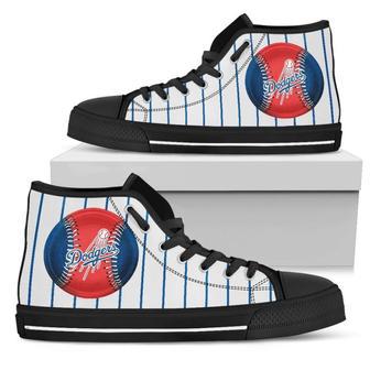 Straight Line With Deep Circle Los Angeles Dodgers High Top Shoes | Favorety CA