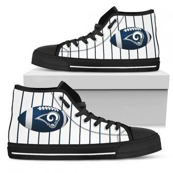 Straight Line With Deep Circle Los Angeles Rams High Top Shoes | Favorety