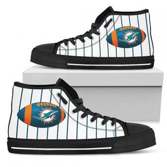 Straight Line With Deep Circle Miami Dolphins High Top Shoes | Favorety DE