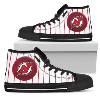 Straight Line With Deep Circle New Jersey Devils High Top Shoes | Favorety DE