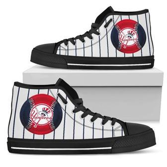 Straight Line With Deep Circle New York Yankees High Top Shoes | Favorety