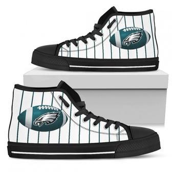 Straight Line With Deep Circle Philadelphia Eagles High Top Shoes | Favorety