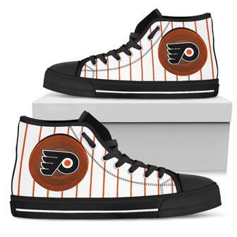 Straight Line With Deep Circle Philadelphia Flyers High Top Shoes | Favorety