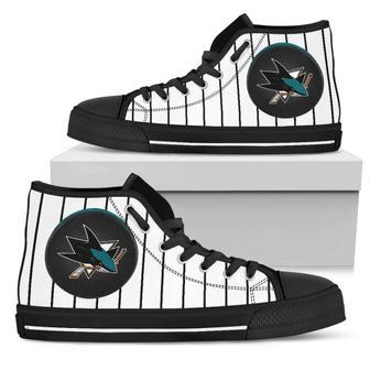 Straight Line With Deep Circle San Jose Sharks High Top Shoes | Favorety CA