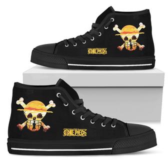 Straw Hat Sneakers High Top Shoes Anime One Piece Fan - Monsterry CA