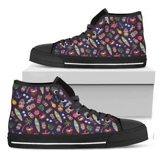 Summer Totem Pattern Print Black High Top Shoes - Monsterry