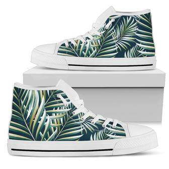 Sun Spot Tropical Palm Leaves Hower Curtain Men High Top Shoes - Monsterry
