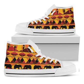 Sunset African Tribal White High Top Shoes - Monsterry