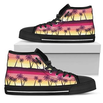 Sunset Palm Tree Men's High Top Shoes - Monsterry