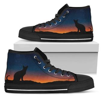 Sunset Sitting Cat Women's High Top Shoes Gift Idea - Monsterry