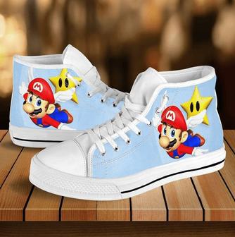 Super Mario Character Game Design For Lovers Gift For Fan Custom Canvas High Top Shoes | Favorety UK