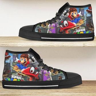 Super Mario Game Mushroom Design For Lovers Gift For Fan Custom Canvas High Top Shoes | Favorety UK