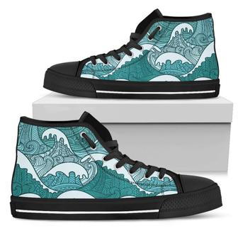 Surfing Wave Pattern Print Men's High Top Shoes - Monsterry