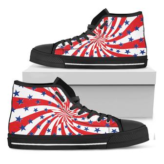Swirl American Patriotic Star Print Black High Top Shoes - Monsterry UK