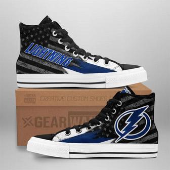 Tampa Bay Lightning High Top Shoes Custom American Flag Sneakers | Favorety