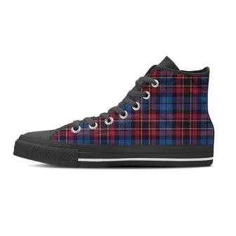 Tartan Red And Blue Plaid Women's High Top Shoes - Monsterry