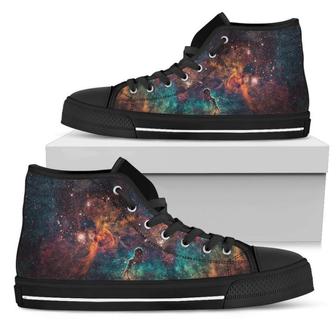 Teal Orange Universe Galaxy Space Print Men's High Top Shoes - Monsterry AU