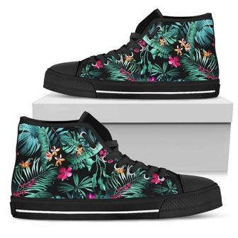 Teal Tropical Leaf Hawaii Men's High Top Shoes - Monsterry CA