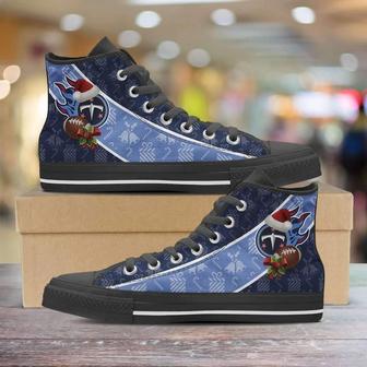 Tennessee Titans Christmas Football Pattern Canvas High Top Shoes | Favorety UK