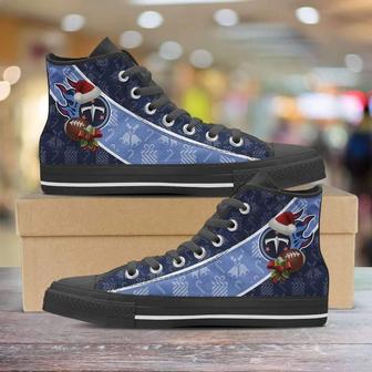 Tennessee Titans Christmas Football Pattern Canvas High Top Shoes Sneakers | Favorety UK