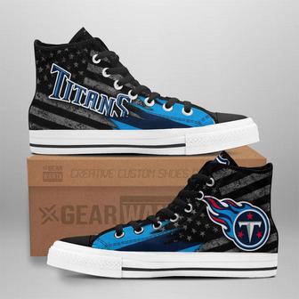 Tennessee Titans High Top Shoes Custom American Flag Sneakers | Favorety AU