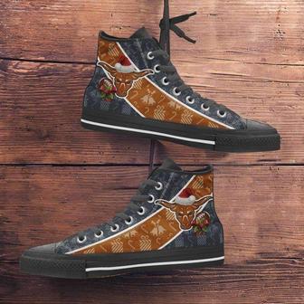 Texas Longhorns Christmas Football Pattern Canvas High Top Shoes Sneakers | Favorety UK