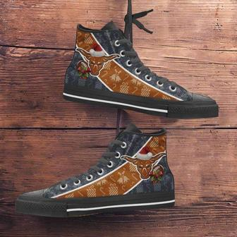 Texas Longhorns Christmas Football Pattern Canvas High Top Shoes | Favorety