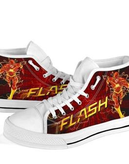 The Flash Dc Comics Design Art For Fan Sneakers Black High Top Shoes For Men And Women | Favorety DE