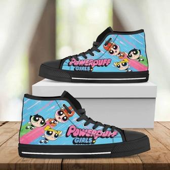 The Powerpuff Girls Funny Design Art For Fan Sneakers Black High Top Shoes For Men And Women | Favorety UK