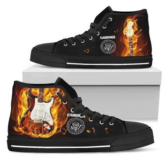 The Ramones Sneakers Fire Guitar High Top Shoes Gift For Fan - Monsterry CA