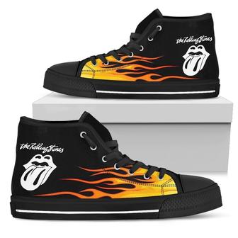 The Rolling Stones High Top Shoes Flame Sneakers Music Fan Gift | Favorety