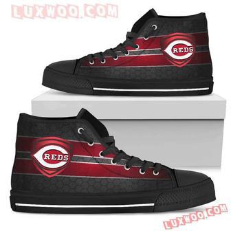 The Shield Cincinnati Reds High Top Shoes Sport Sneakers | Favorety