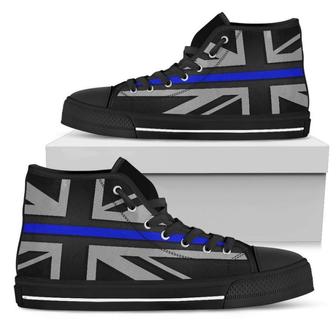 Thin Blue Line Union Jack Men's High Top Shoes - Monsterry AU