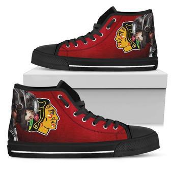 Thor Head Beside Chicago Blackhawks High Top Shoes | Favorety