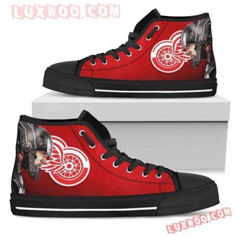 Thor Head Beside Detroit Red Wings High Top Shoes Sport Sneakers | Favorety UK