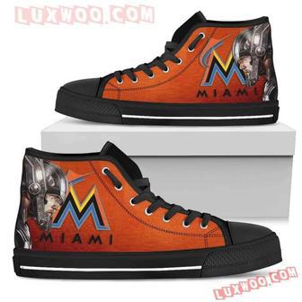 Thor Head Beside Miami Marlins High Top Shoes Sport Sneakers | Favorety DE